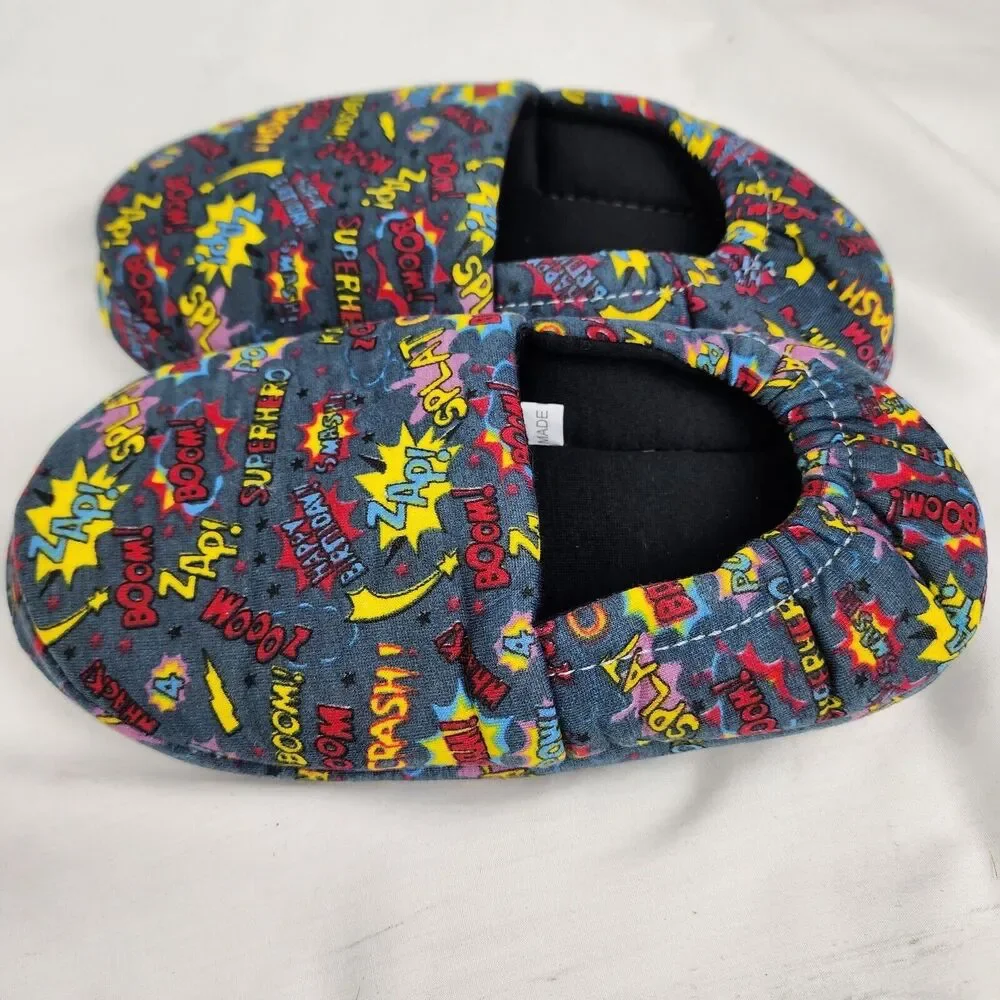 Big Kids Boy's Size 1-2 Warm Plush Indoor Slippers with Memory Foam Slip-on